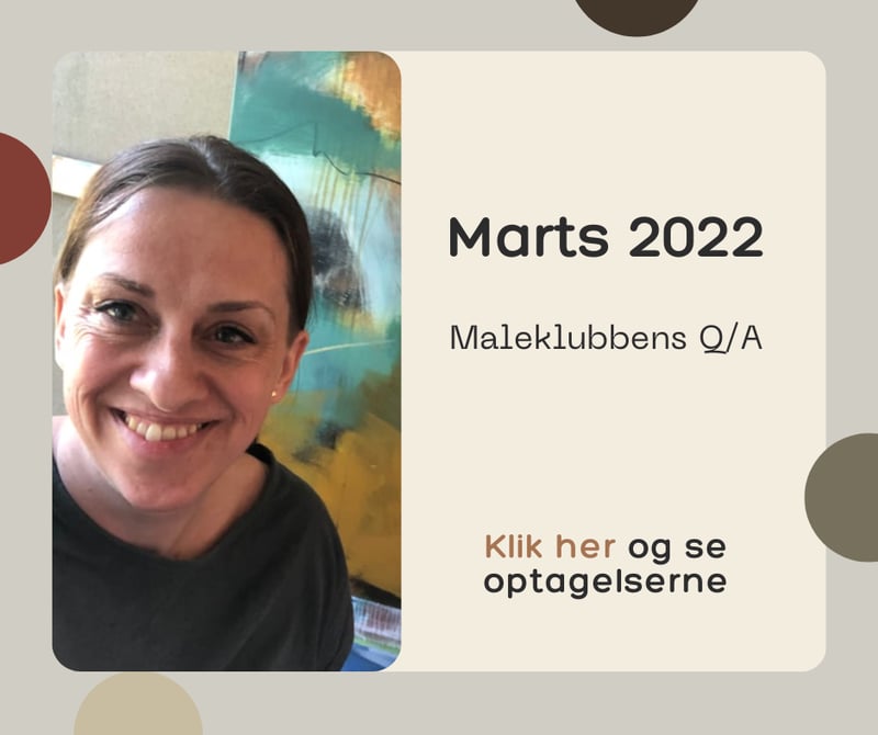 I dag maler jeg videre på mit skamme-krogsmaleri, hvor jeg igen lige kort viser 'tryllepenslen'.   Vi snakker om, hvordan man med de 5 grundelementer i abstrakt maleri, kan pejle sig ind på, hvad der driller for at komme i mål med maleriet.  Du får linket til Farvehjulet, som er helt uundværligt og mulighed for sparring på dit eget maleri, hvis du er gået helt i stå.